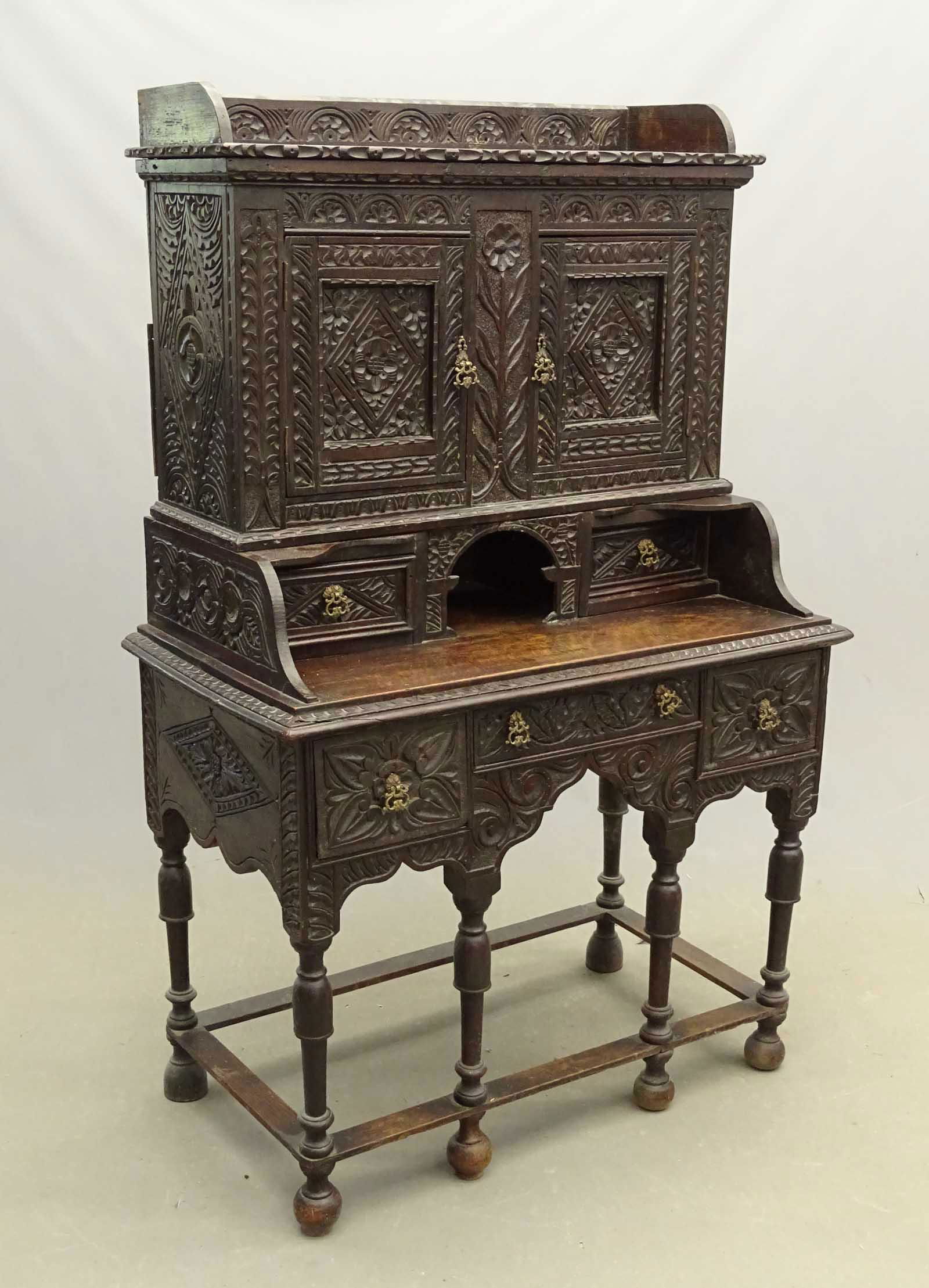 Early English Jacobean Carved Desk (1 of 3)