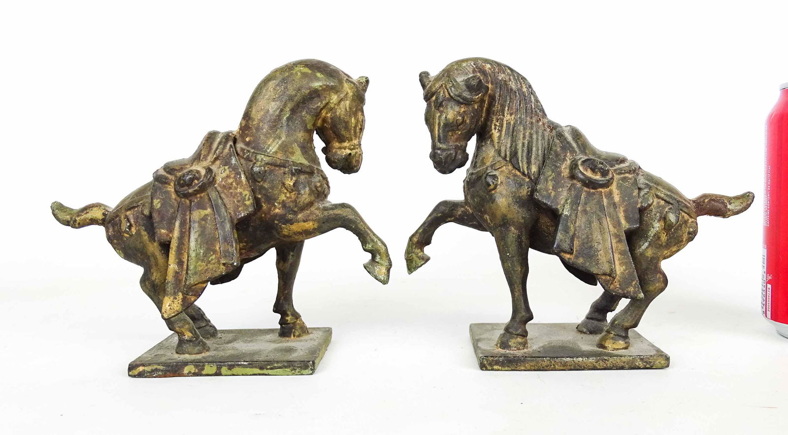 Bookends: Pair vintage cast iron Show Horse doorstops. 6" W., 5 1/2" Ht..