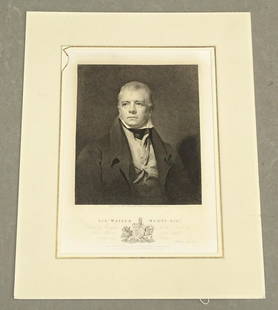 Sir Walter Scott Antique Print: Sir Walter Scott. Sir Henry Raeburn, R.A. (1756–1823) portrait engraved by William Walker (1791 –1867). London, 1826.16 1/4" x 12 3/4".