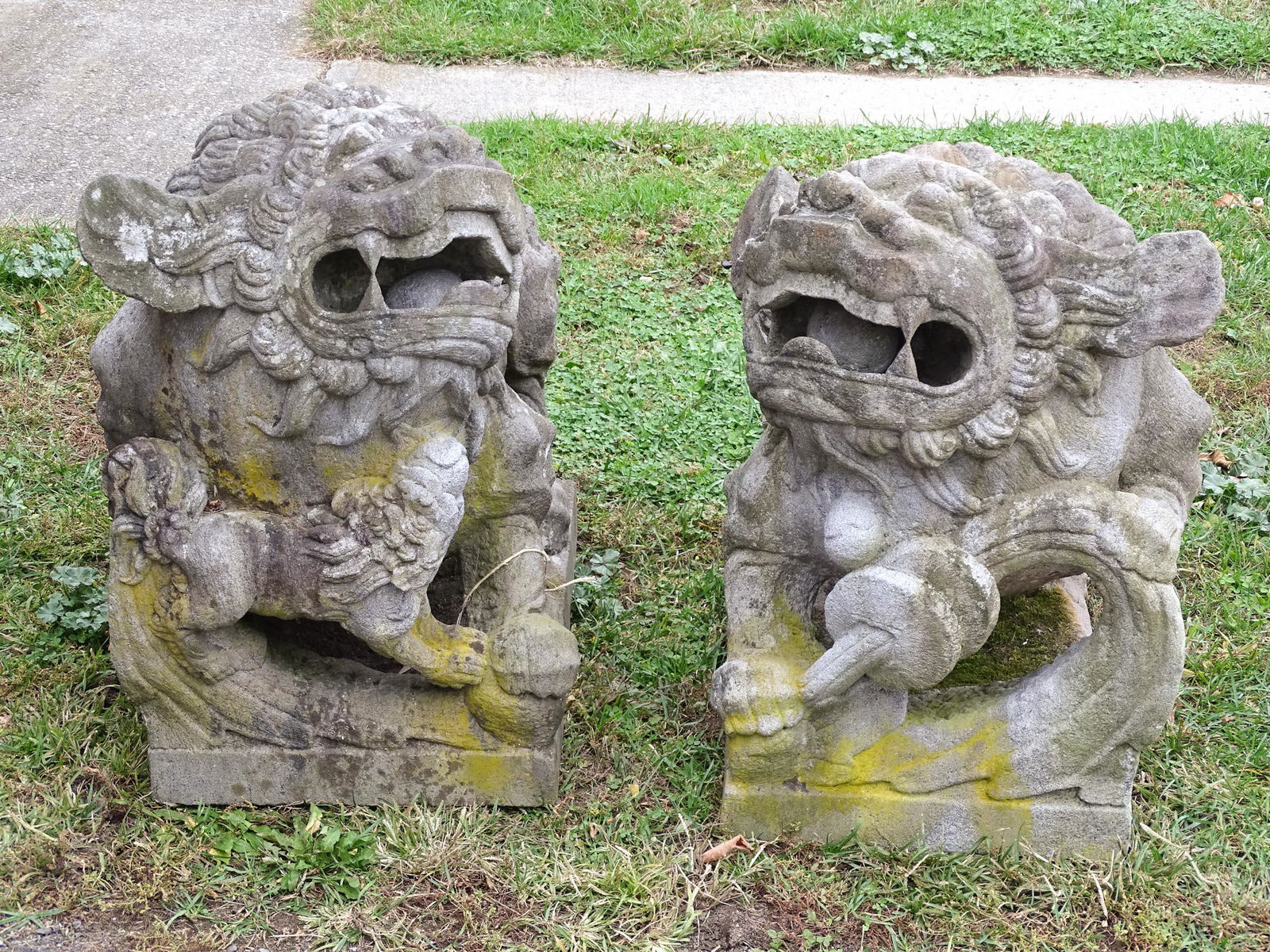 Pair 18th c. Carved Stone Foo Dogs (1 of 6)