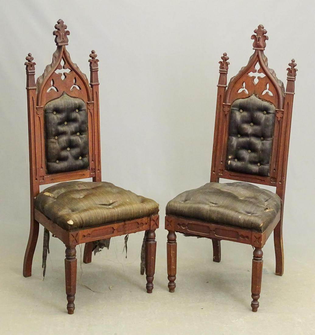 Pair 19th c. Gothic Chairs (1 of 8)