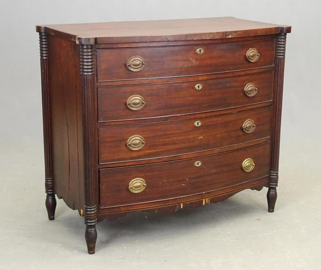 19th c. Boston Sheraton Mahogany Chest of Drawers (1 of 6)