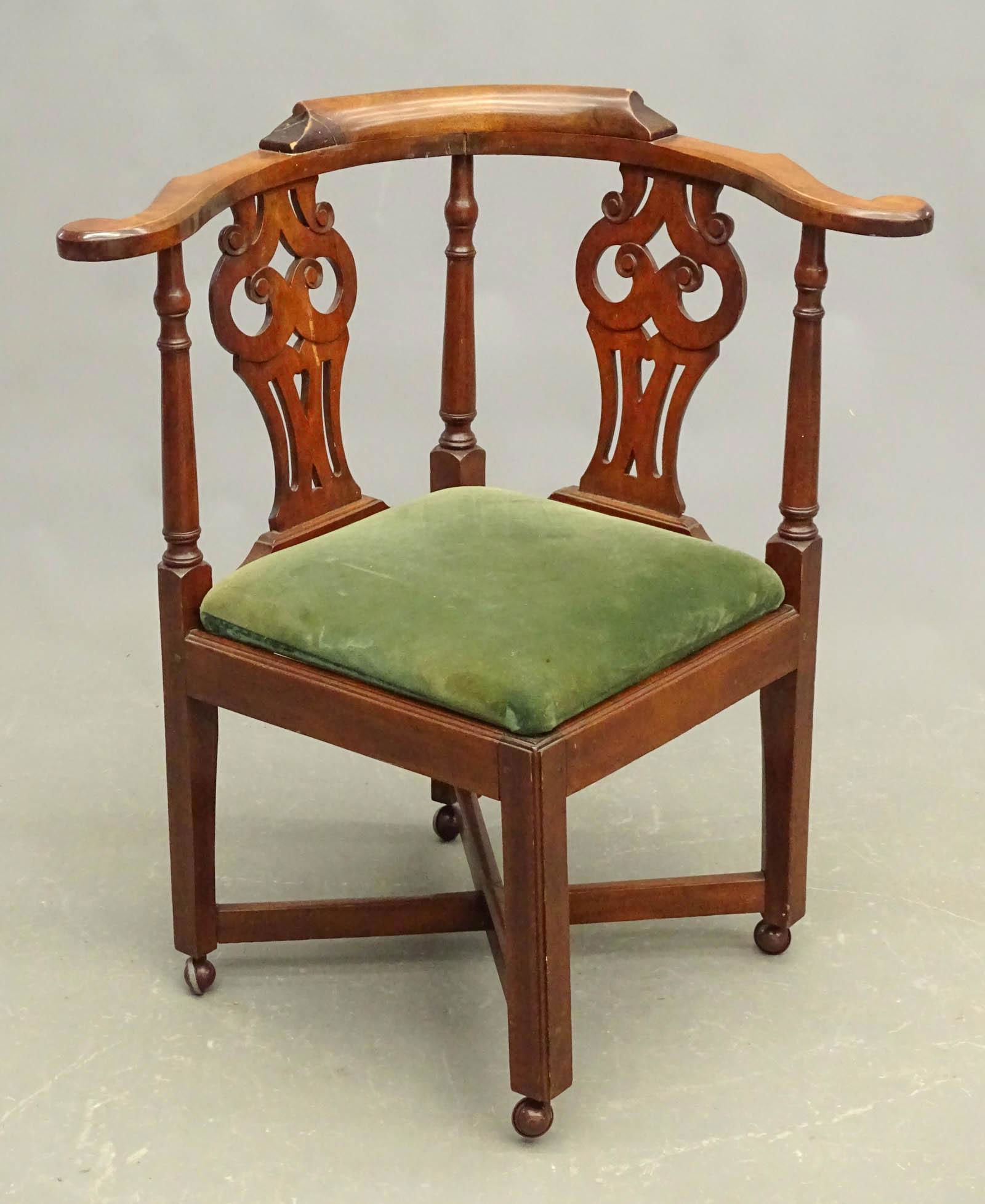 19th c. Mahogany Corner Chair (1 of 4)
