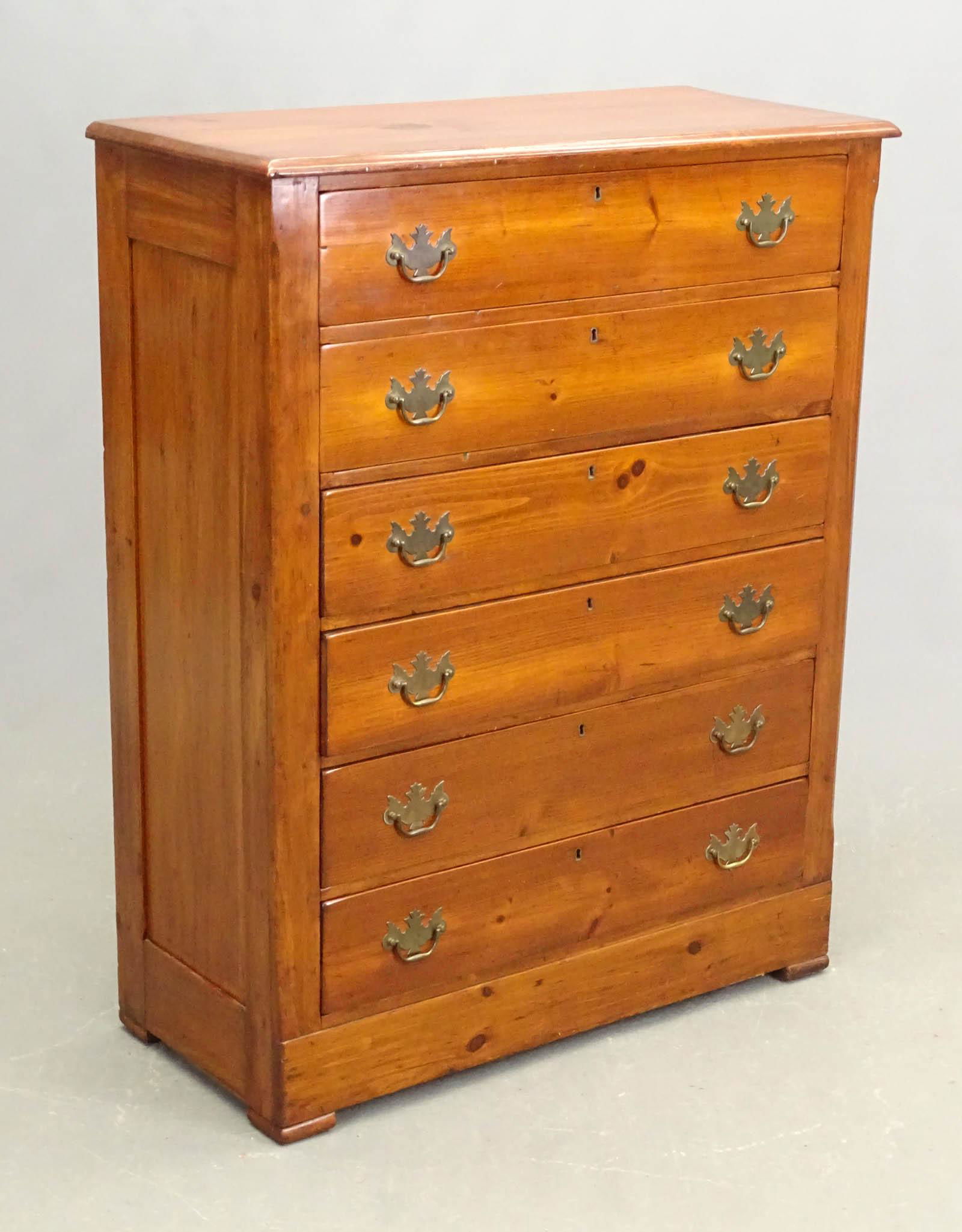 19th c. Pine Tall Chest (1 of 4)