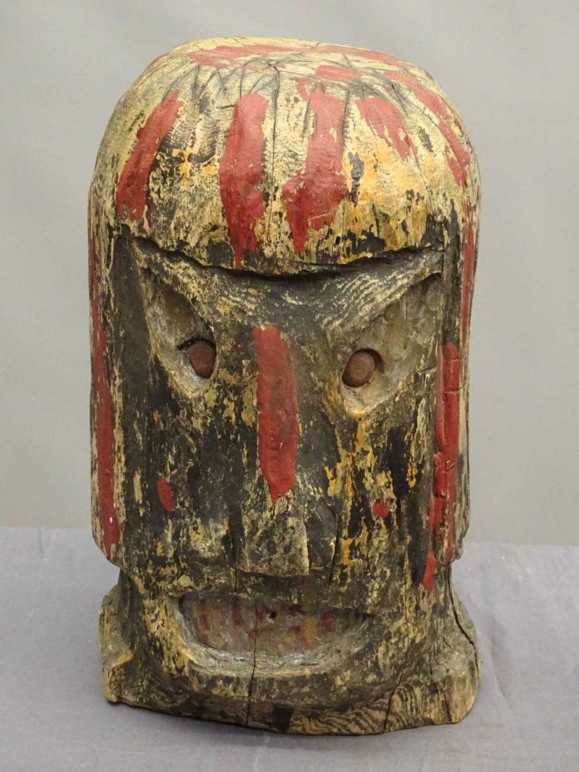 Folk Art Carved Post Head (1 of 2)