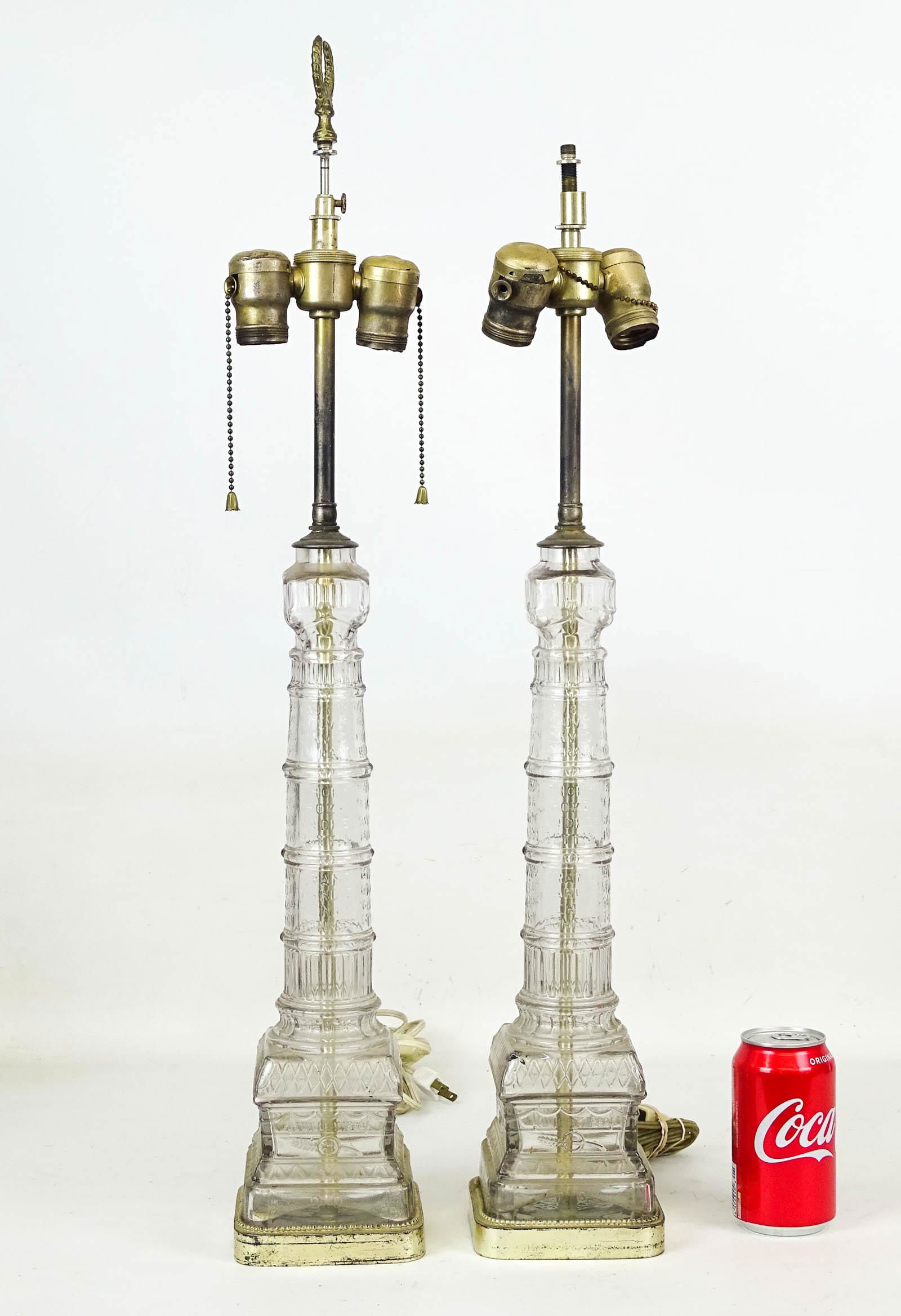 Pair Glass Eiffel Tower Table Lamps (1 of 5)