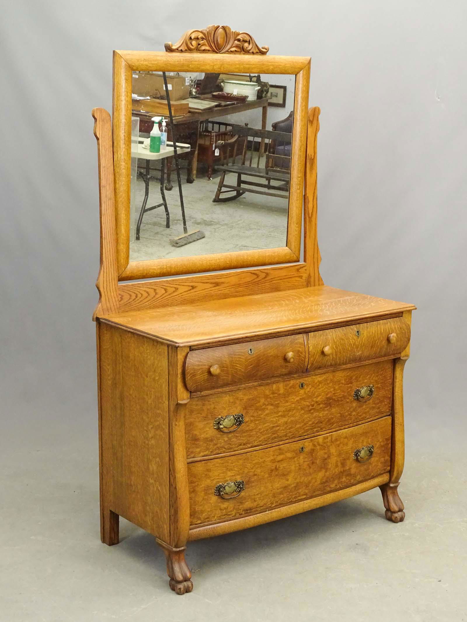 Victorian Oak Dresser with Mirror (1 of 6)
