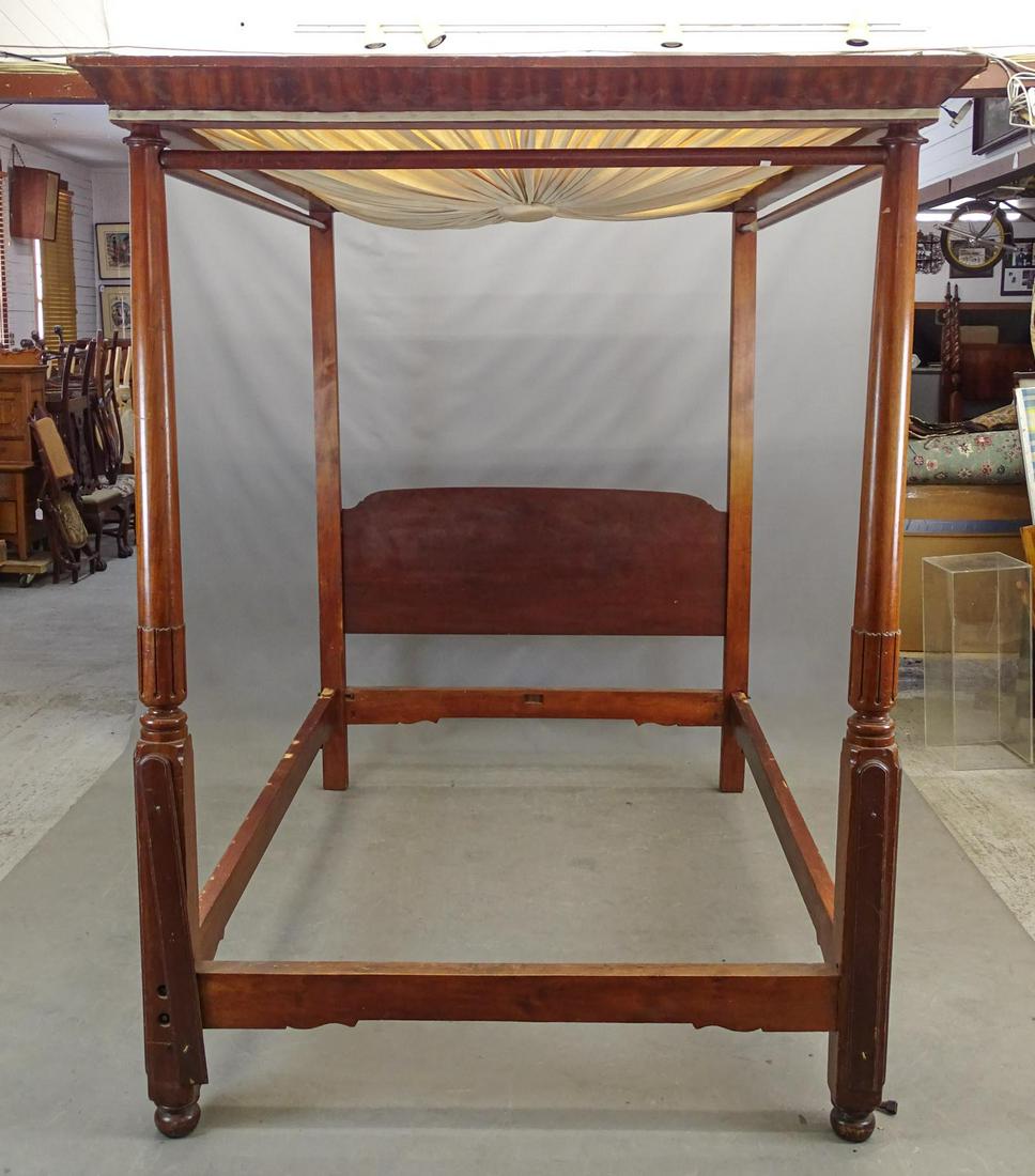 Canopy Bed: Canopy bed. 60" W., 88" L., 85" Ht.. Canopy comes off for moving.