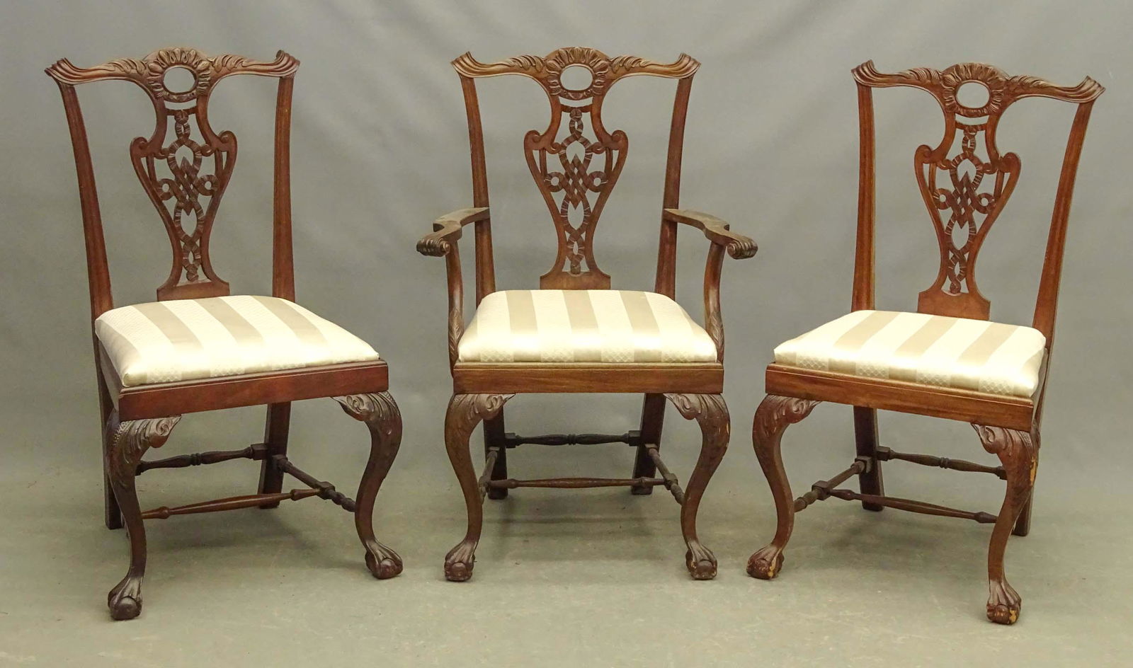 Three Chippendale Style Carved Chairs (1 of 7)