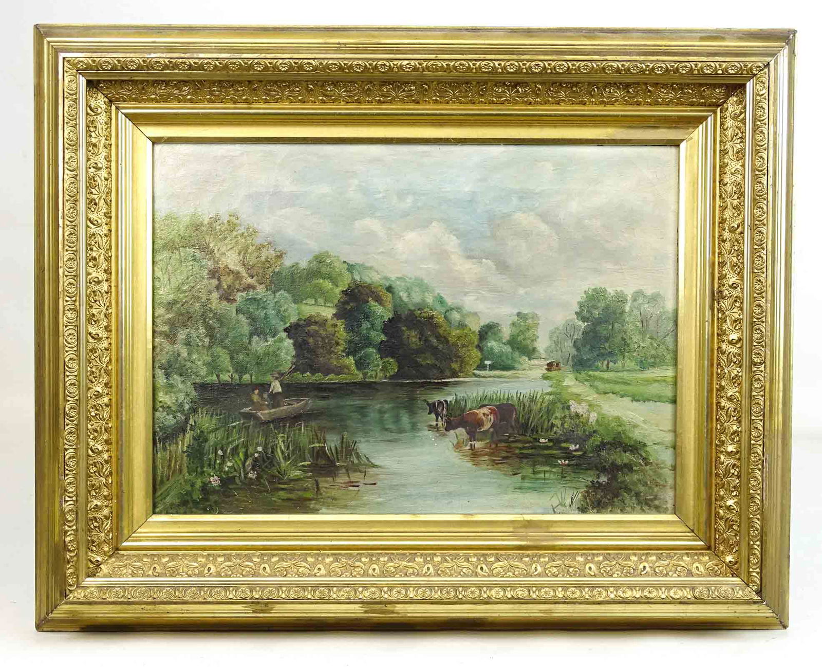 Painting, 19th c. Landscape with Cows (1 of 4)