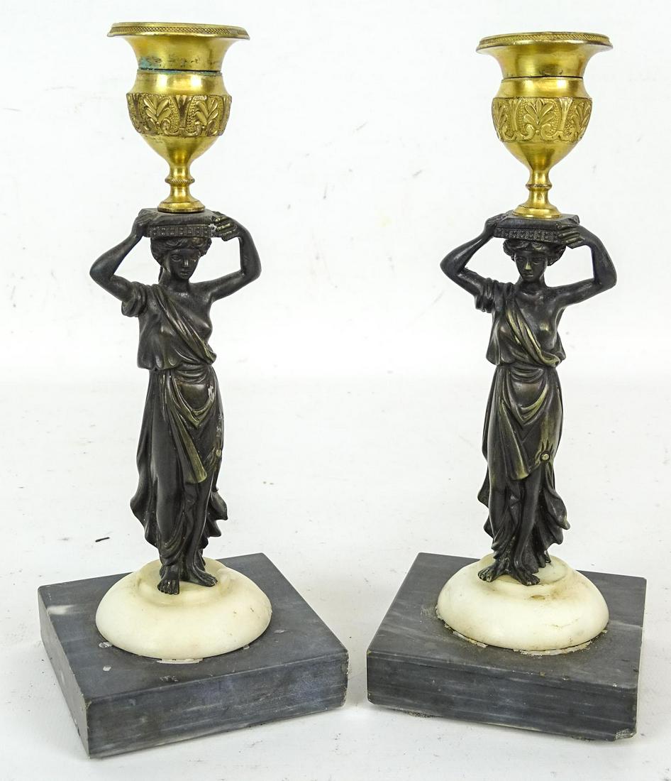 Pair of French Empire Style Candlesticks (1 of 4)