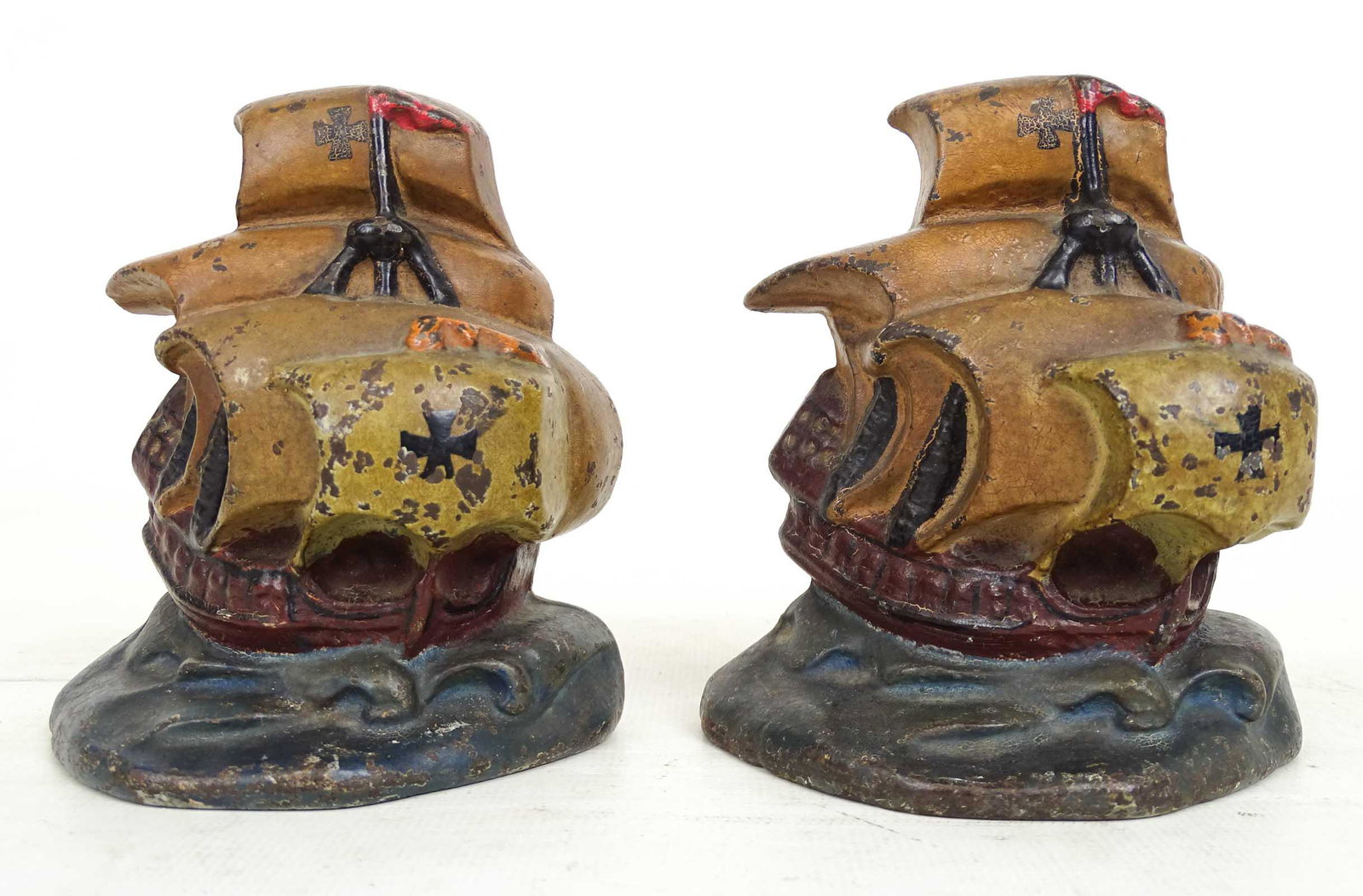 Bookends: Pair of cast iron Spanish Galleon bookends. 3 1/2" W., 4 1/2" Ht..