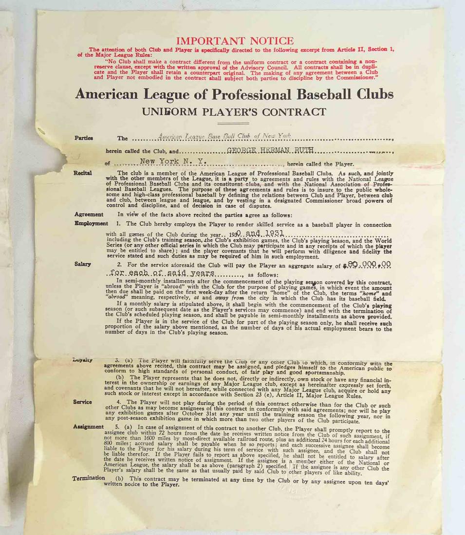 Copy of Babe Ruths Baseball Contract (1 of 6)