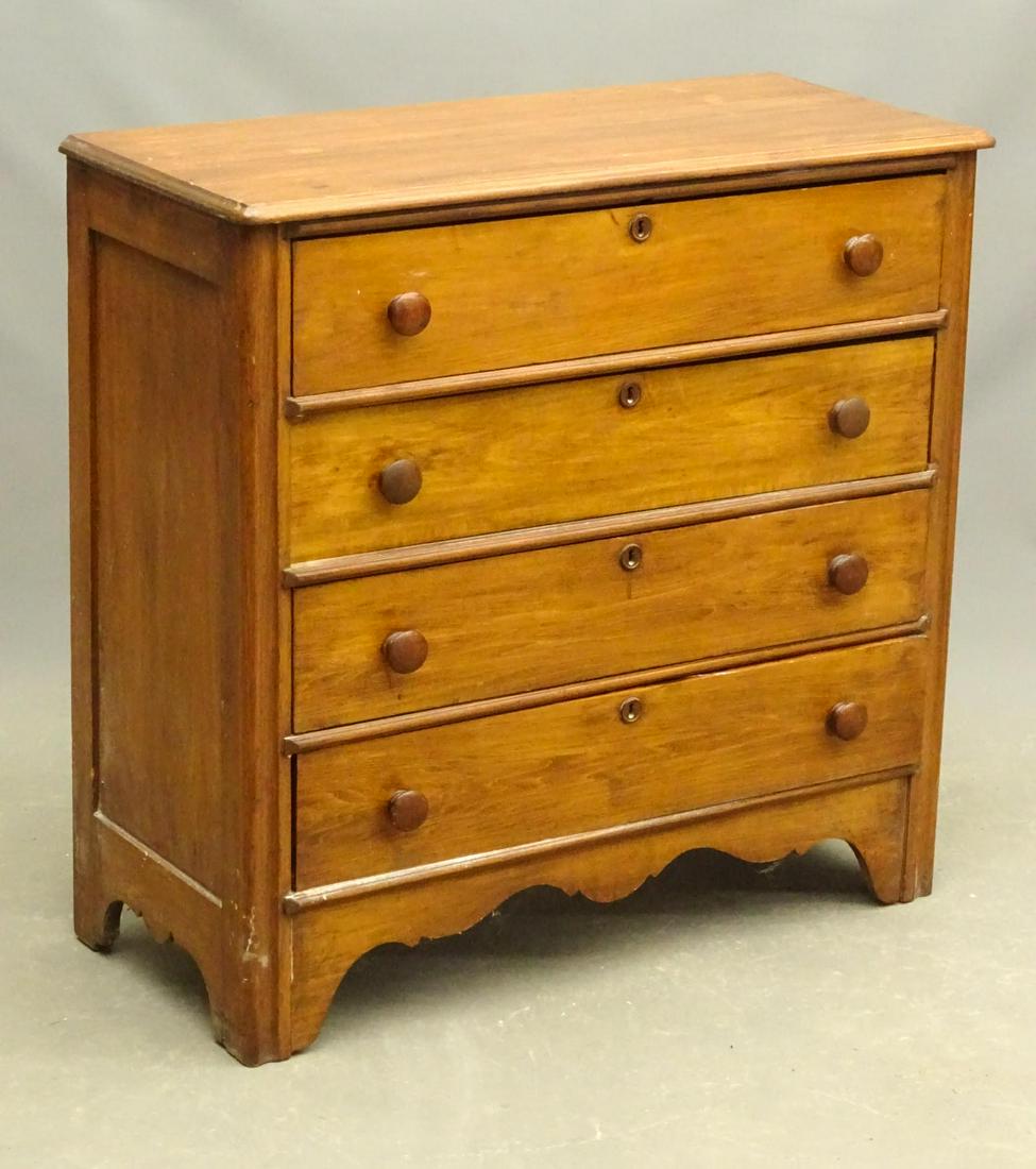 19th c. Cottage Pine Chest of Drawers (1 of 4)