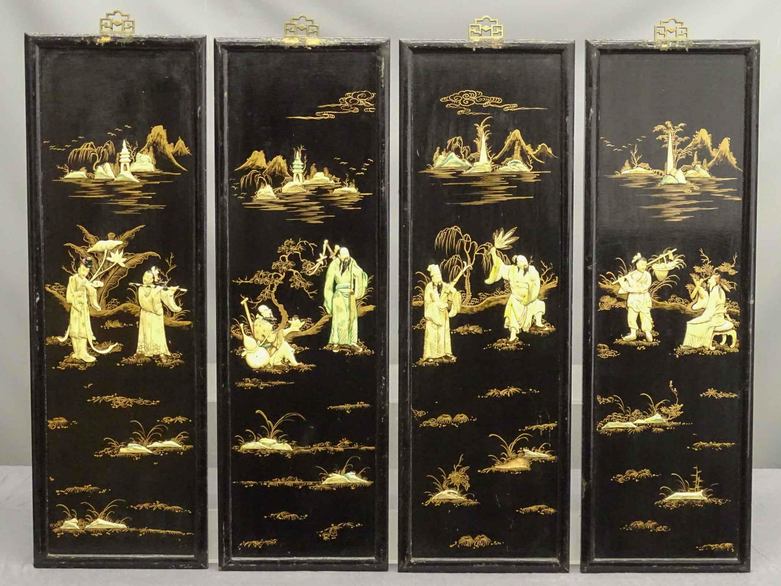 Chinese Screen: Chinese screens. Each section 12" x 38".