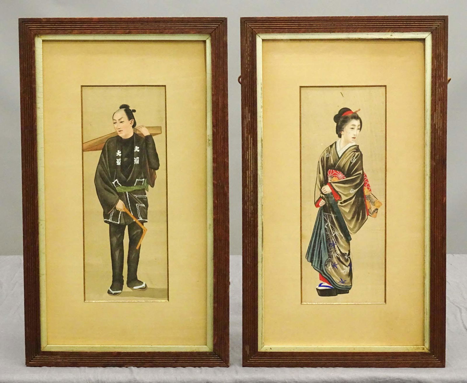 Pair Asian Woodblock Prints (1 of 4)