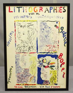 Constantin Terechkovitch Signed Poster: Art exhibition poster: "LITHOGRAPHIES....maitres contemporains", artist signed and dated '53 Constantin Terechkovitch (1902-1978). Sight 25 1/2" x 18 1/2", overall 27 1/2" x 20".