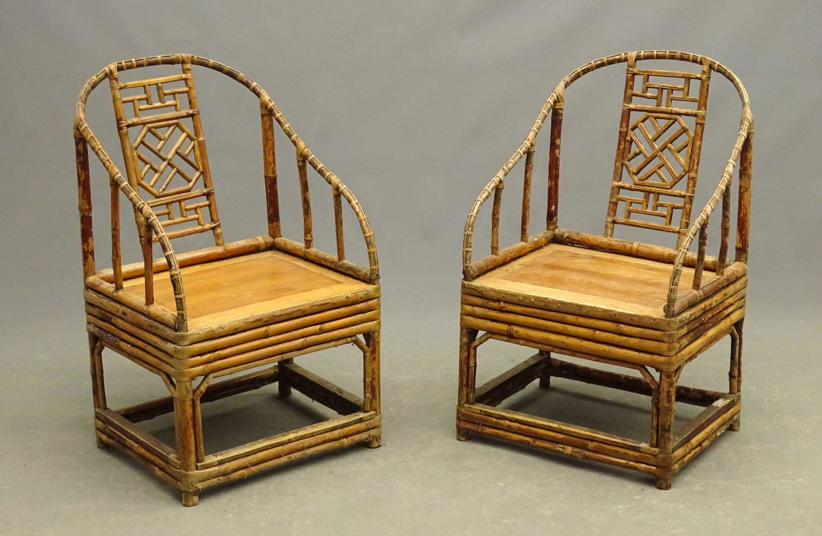 Pair Asian Bamboo Chairs (1 of 4)