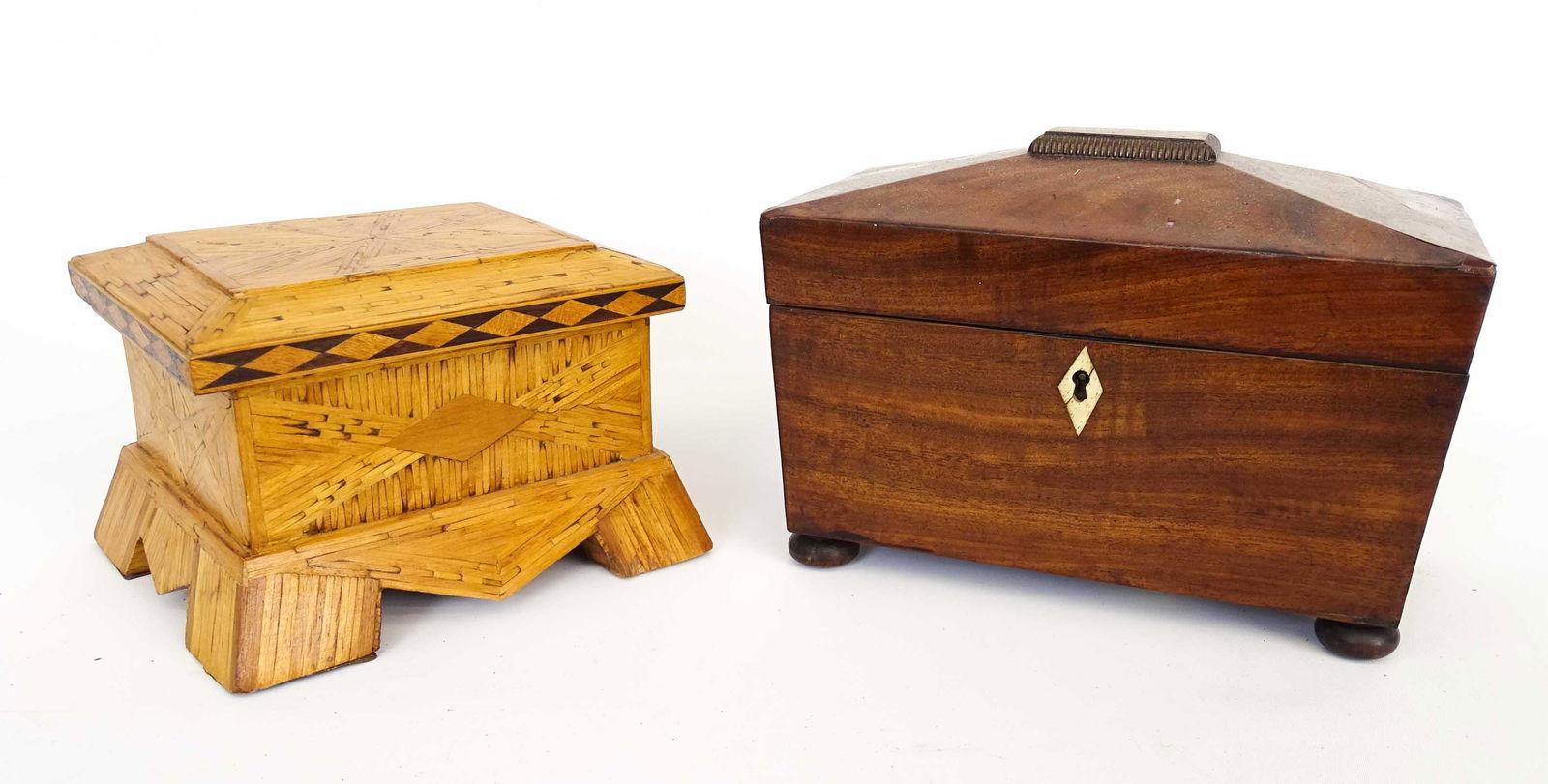 19th c. Mahogany Tea Caddy Lot (1 of 15)
