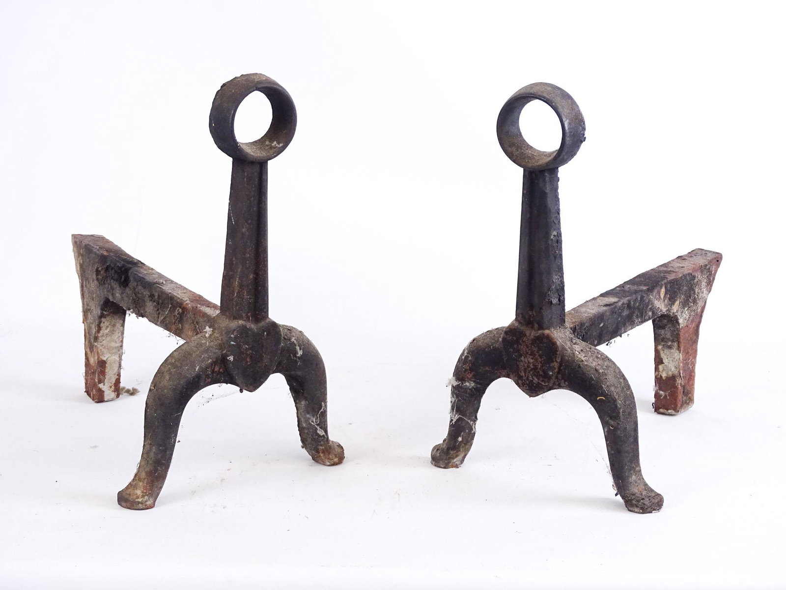 Pair of Andirons: Pair of andirons, cast iron. 12 1/2" Ht.