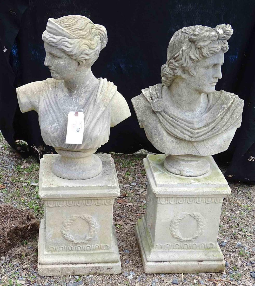 Pair of Cast Stone Busts (1 of 5)