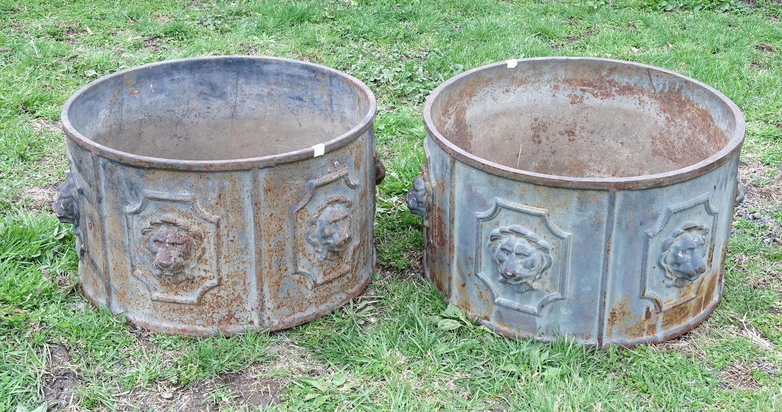 Pair of Lion Mask Urns (1 of 3)