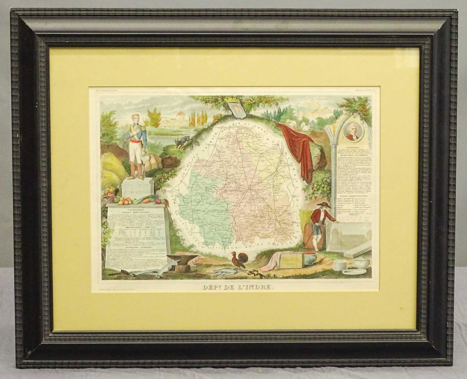 Early Print "DEPT. DE L'INDRE": Early Print "DEPT. DE L'INDRE". Sight 12" x 17", overall 21" x 26".