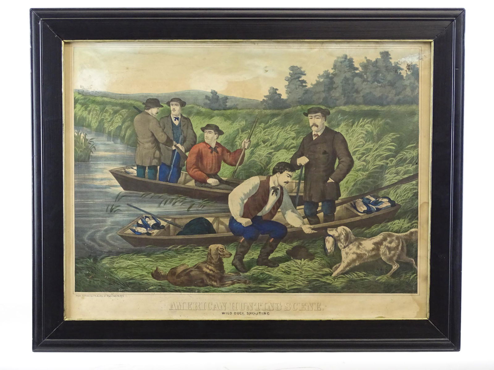 19th c. Print "AMERICAN HUNTING SCENE" (1 of 5)