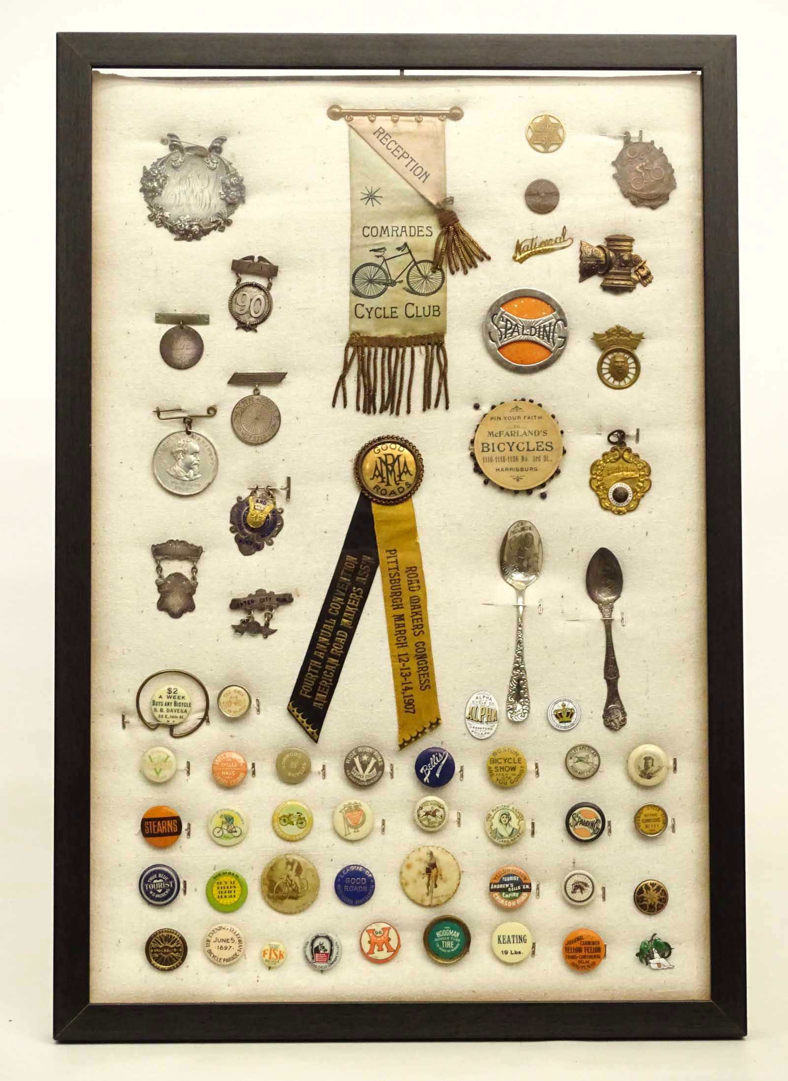 Framed Pinbacks, Souvenir Spoons, Ribbons (1 of 18)