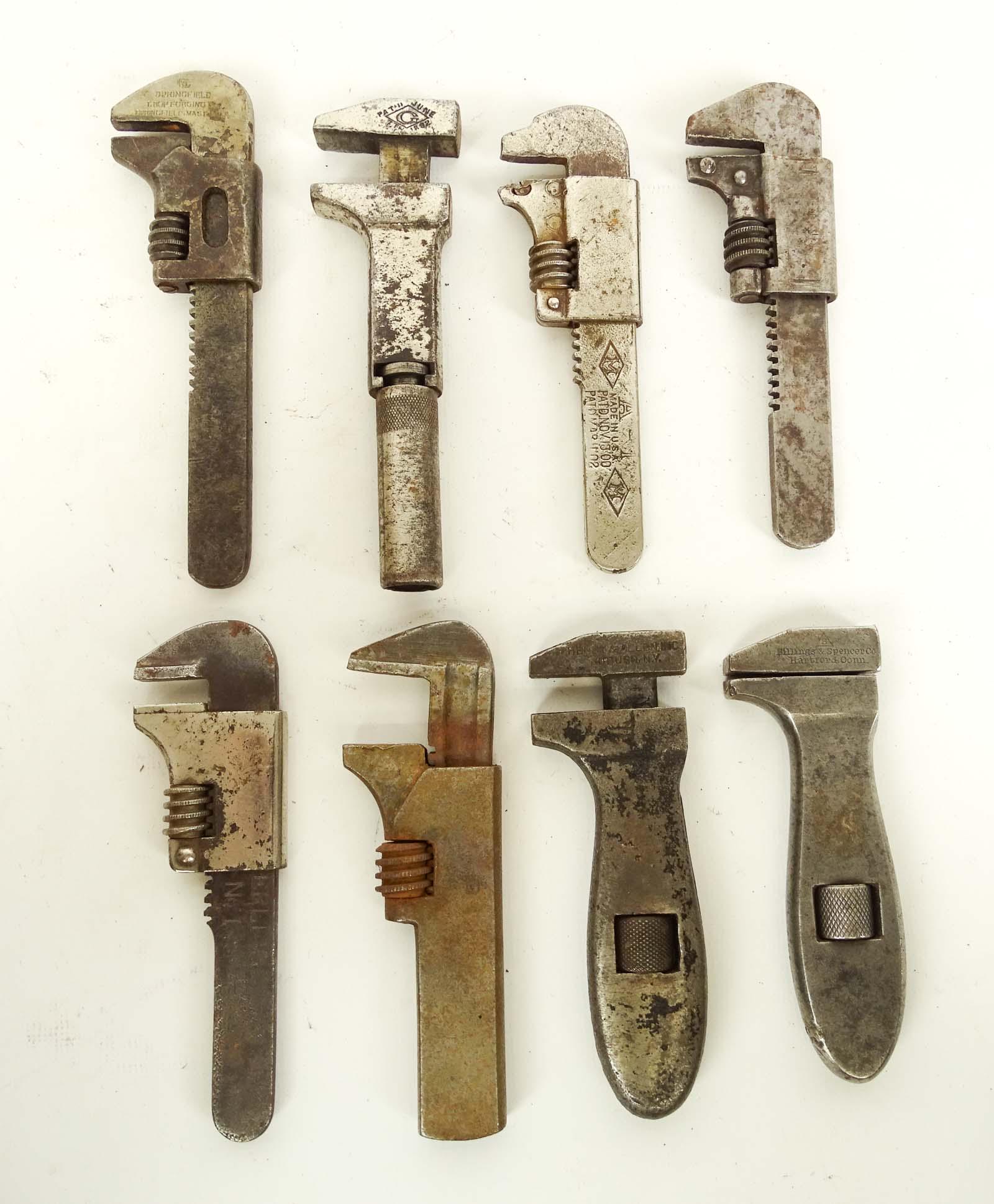 Bicycle Wrenches: Lot (8) early bicycle wrenches. Some signed. Good condition.