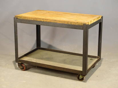 Industrial Table: Industrial rolling table. 42 1/2" x 25 1/2" x 32".
