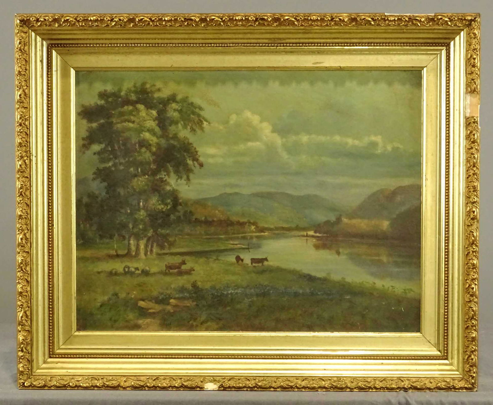 Painting, 19th c. Landscape with Cows (1 of 4)