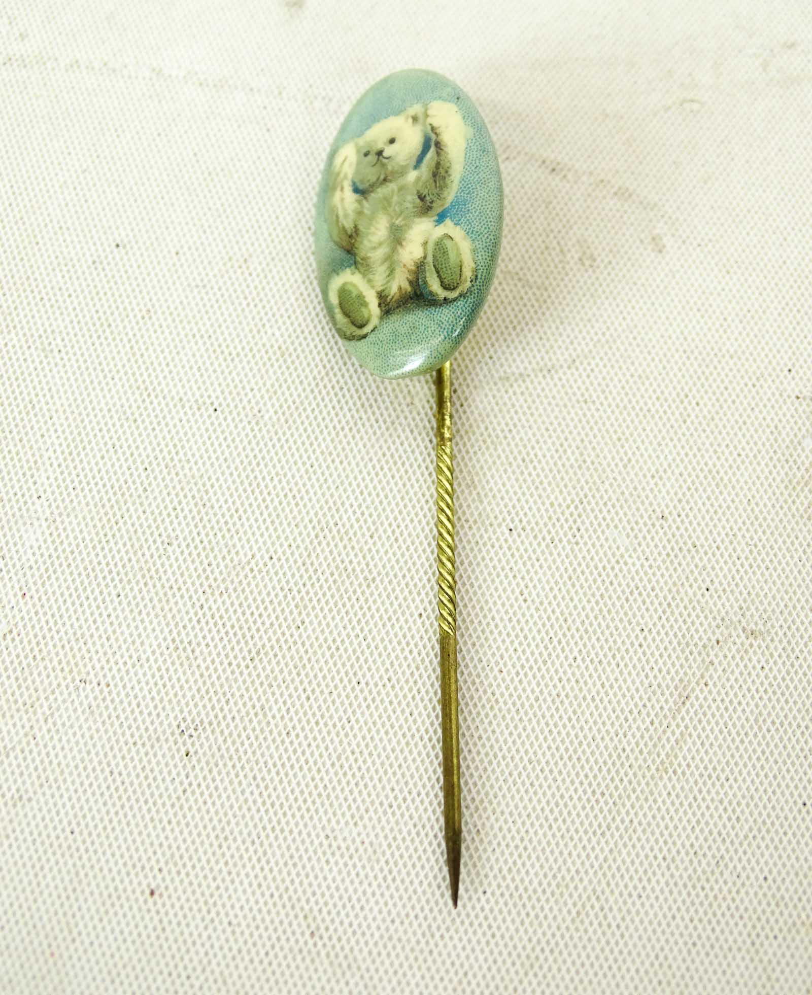 Steiff Bear Stick Pin: Scarce C. 1908 Steiff bear stick pin. 2" L..