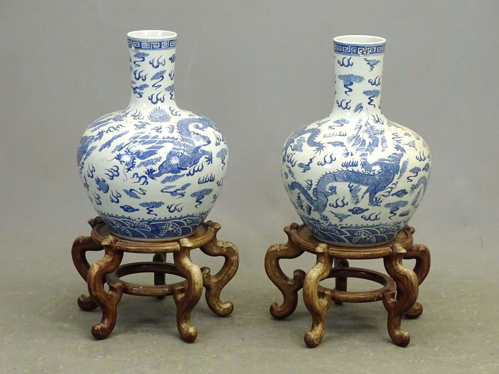 Pair Chinese Ceramic Vases on Stands (1 of 5)