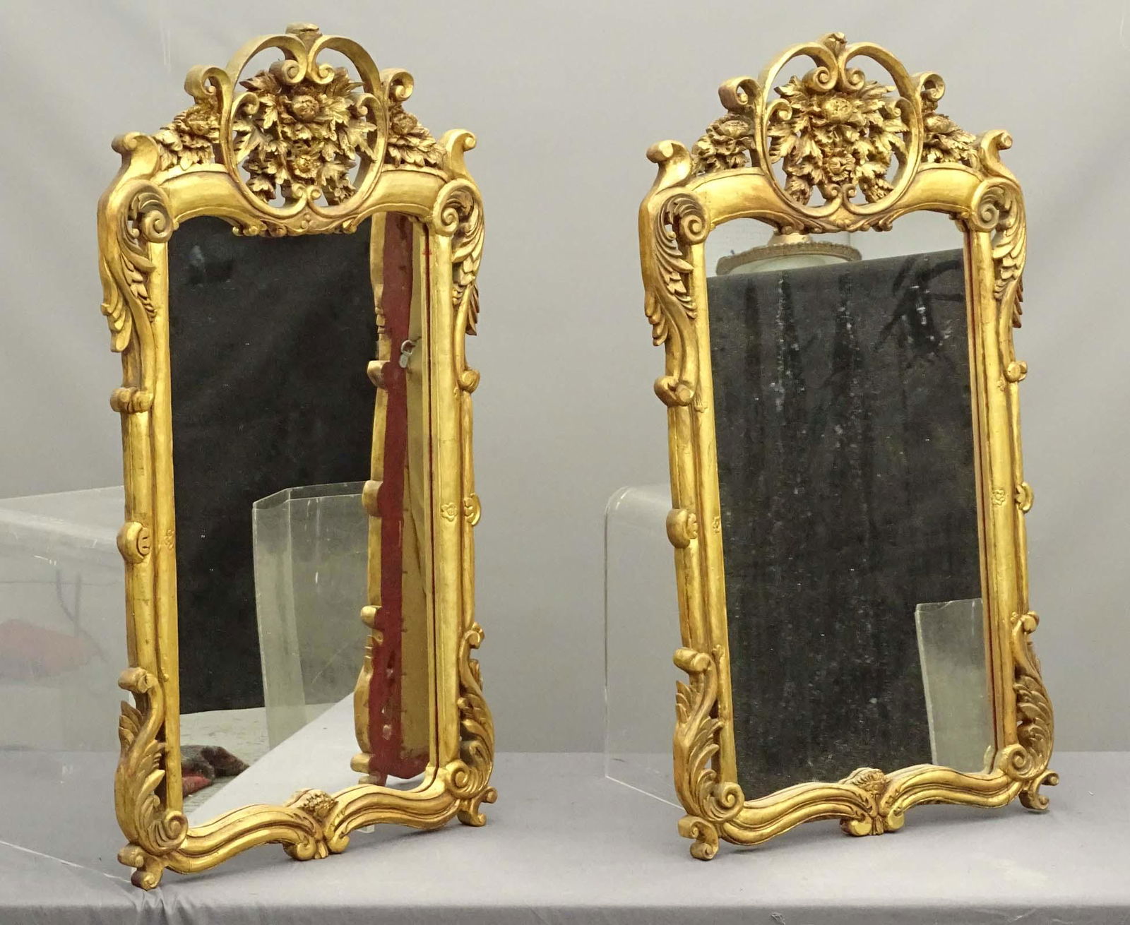 Pair Carved Decorative Wooden Mirrors (1 of 5)