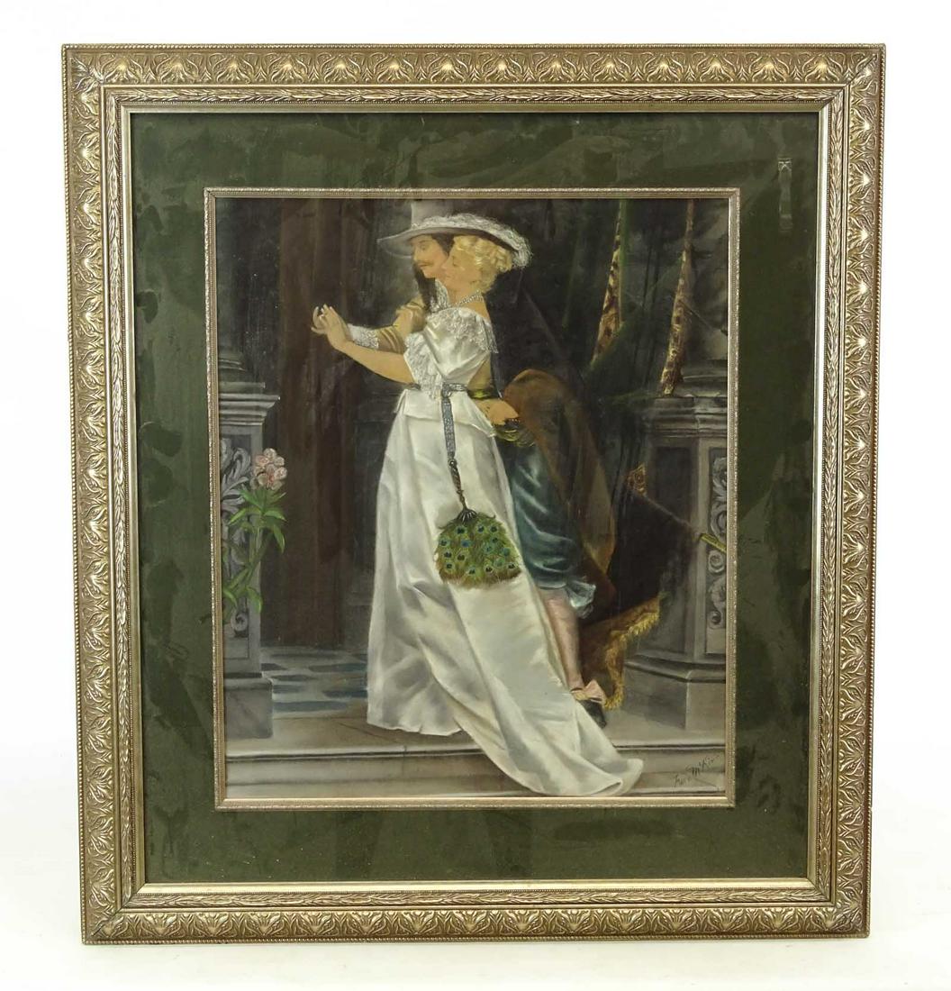 Pastel, Romantic School: Pastel: Romantic School, signed LRC. Sight 22 1/2" x 19", overall 33 1/2" x 29 1/2".