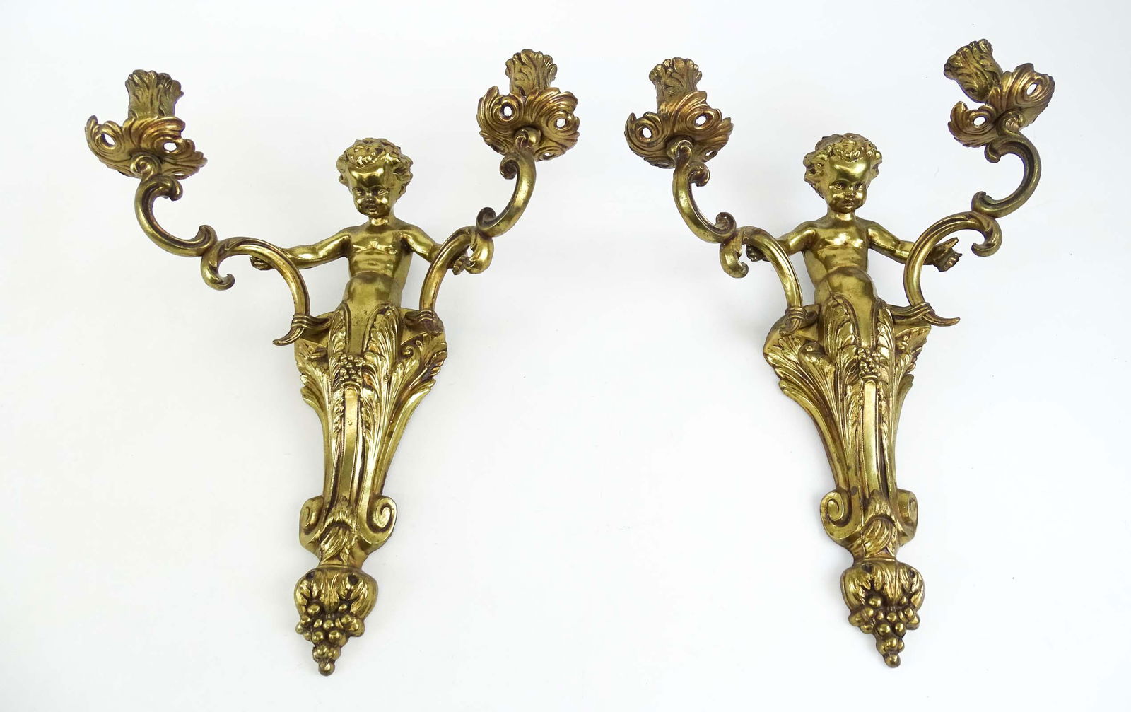 Pair Brass Figural Sconces (1 of 4)