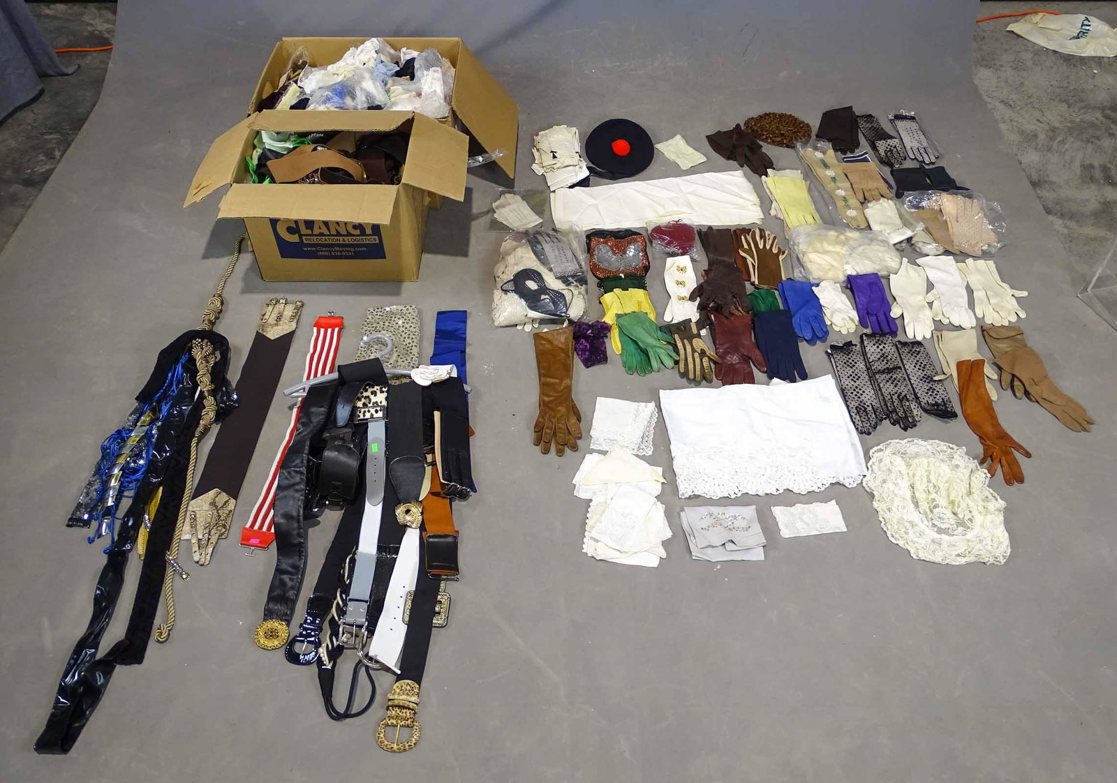 Collection of Gloves & Ties: Collection of vintage gloves and ties.