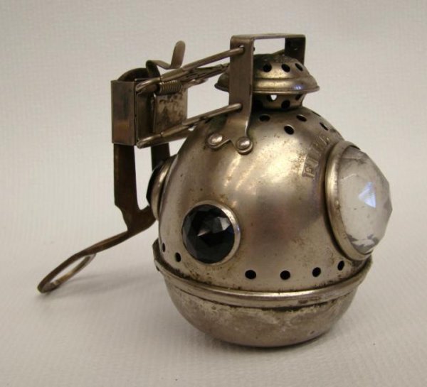 Scarce "FIREBALL" Bicycle Lamp: Scarce "Fireball" kerosene bicycle lamp, MFG. by The Cycle Danger Signal Co., New York City. Complete including adjustable bracket. VG condition.