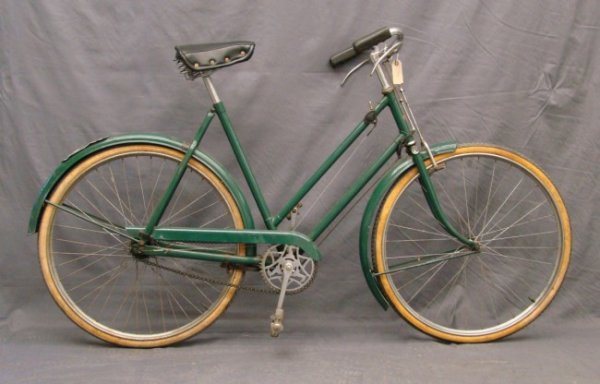 C. 1935 Raleigh Lightweight Bicycle: C. 1935 Raleigh ladies lightweight bicycle. 22" frame. 26 3/8" wheels. Model 13 "Dawn " Good condition. Repainted.