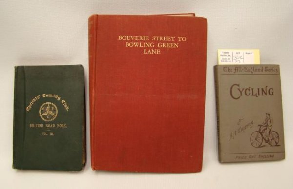 Bicycle Book Lot: Bicycle book lot: "Bouverie Street to Bowling Green Lane", Arthur C. Armstrong 1946 England in good condition; "The All-England Series Cycling", H.H. Griffin 1893, 124 pages in very good condition; "C