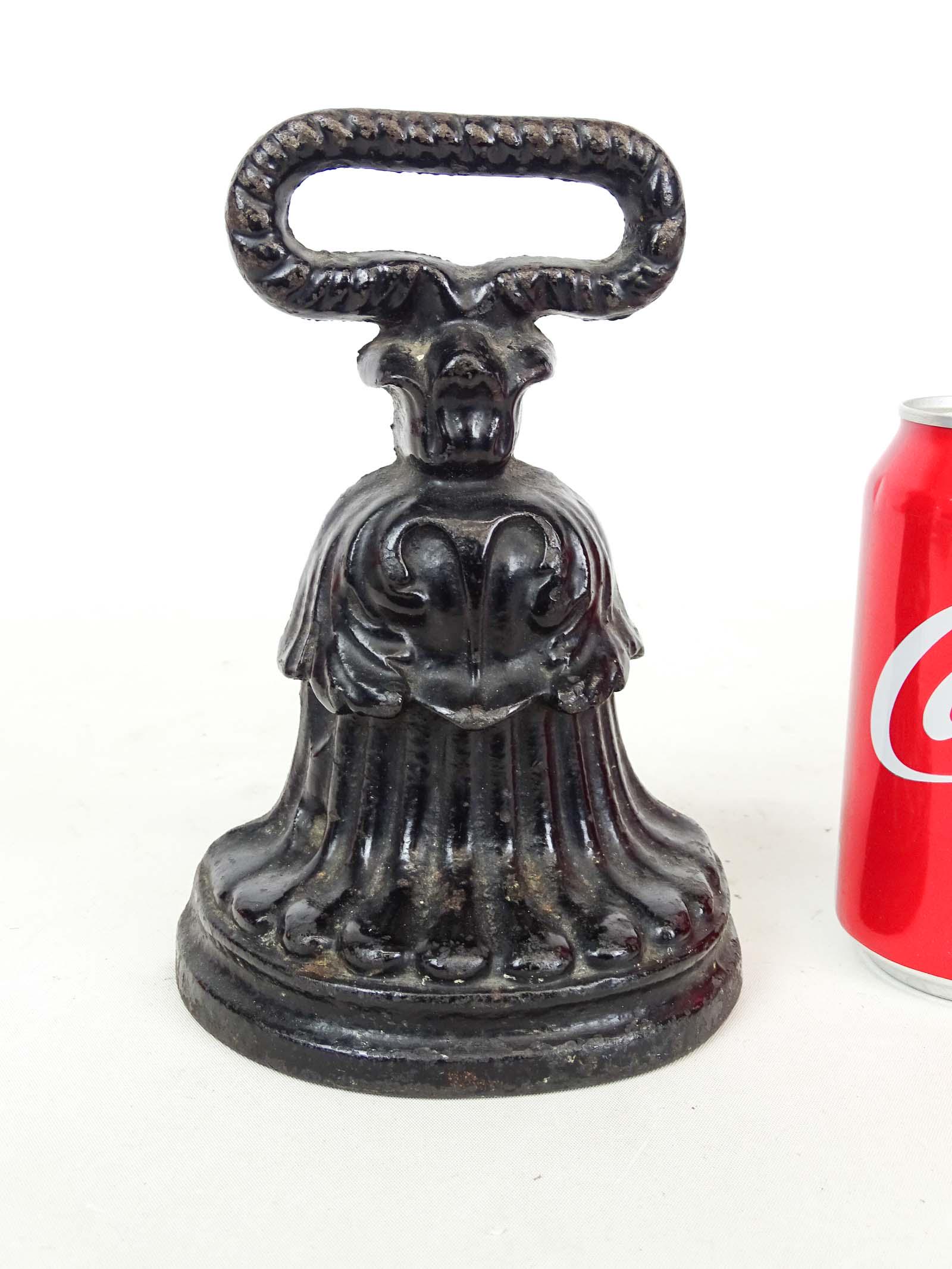 Doorstop: Cast iron Bell Shaped doorstop, Made in England. 7 1/4" x 4 7/8", MFG. A.K. & Sons (Archibald Kendrick).