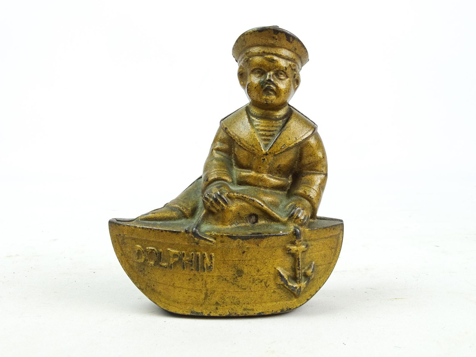 Dolphin Bank: C. 1900 Grey Iron Co. Dolphin bank. 4 1/2" Ht..