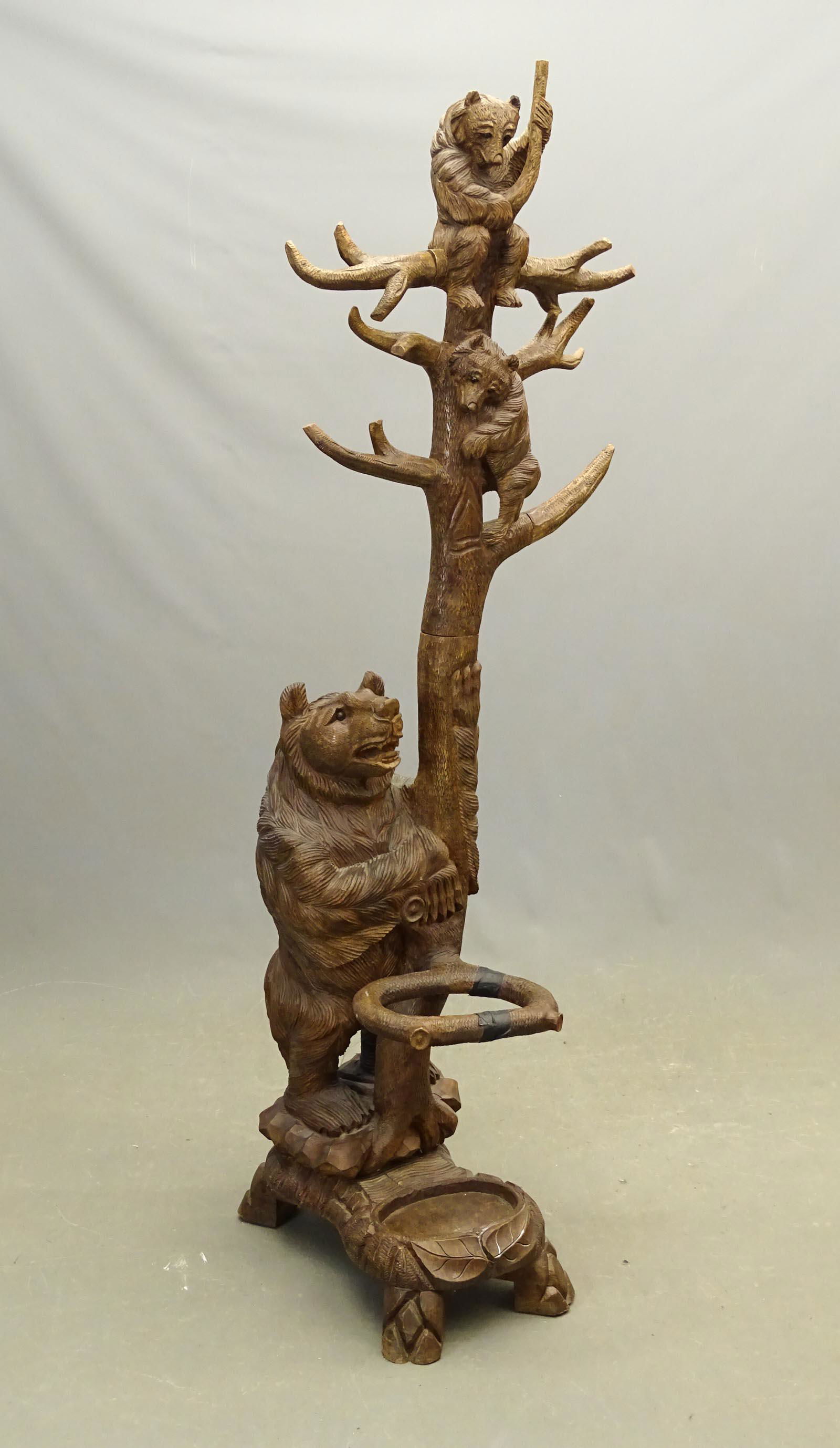 Black Forest Style Carved Umbrella Rack (1 of 8)