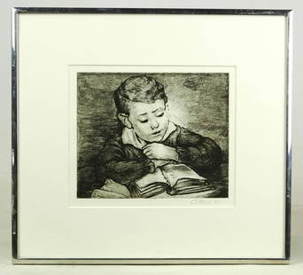 Minna Wright Citron (1896-1991): Minna Wright Citron (1896-1991), print, signed and dated '41, image size 173 mm x 211 mm, sheet size 278 mm x 354 mm.