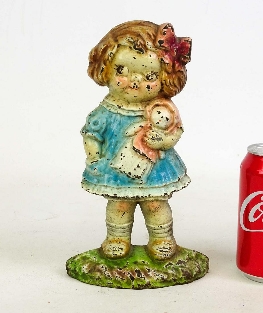 Cast Iron Little Girl with Doll Doorstop (1 of 4)