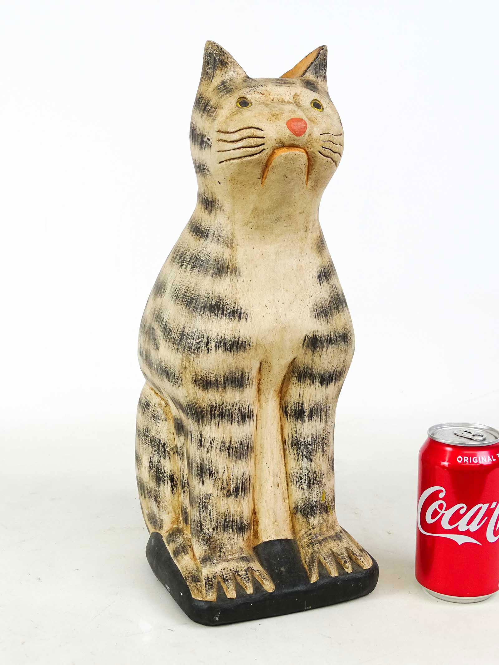 Folk Art Wooden Carved Cat (1 of 4)