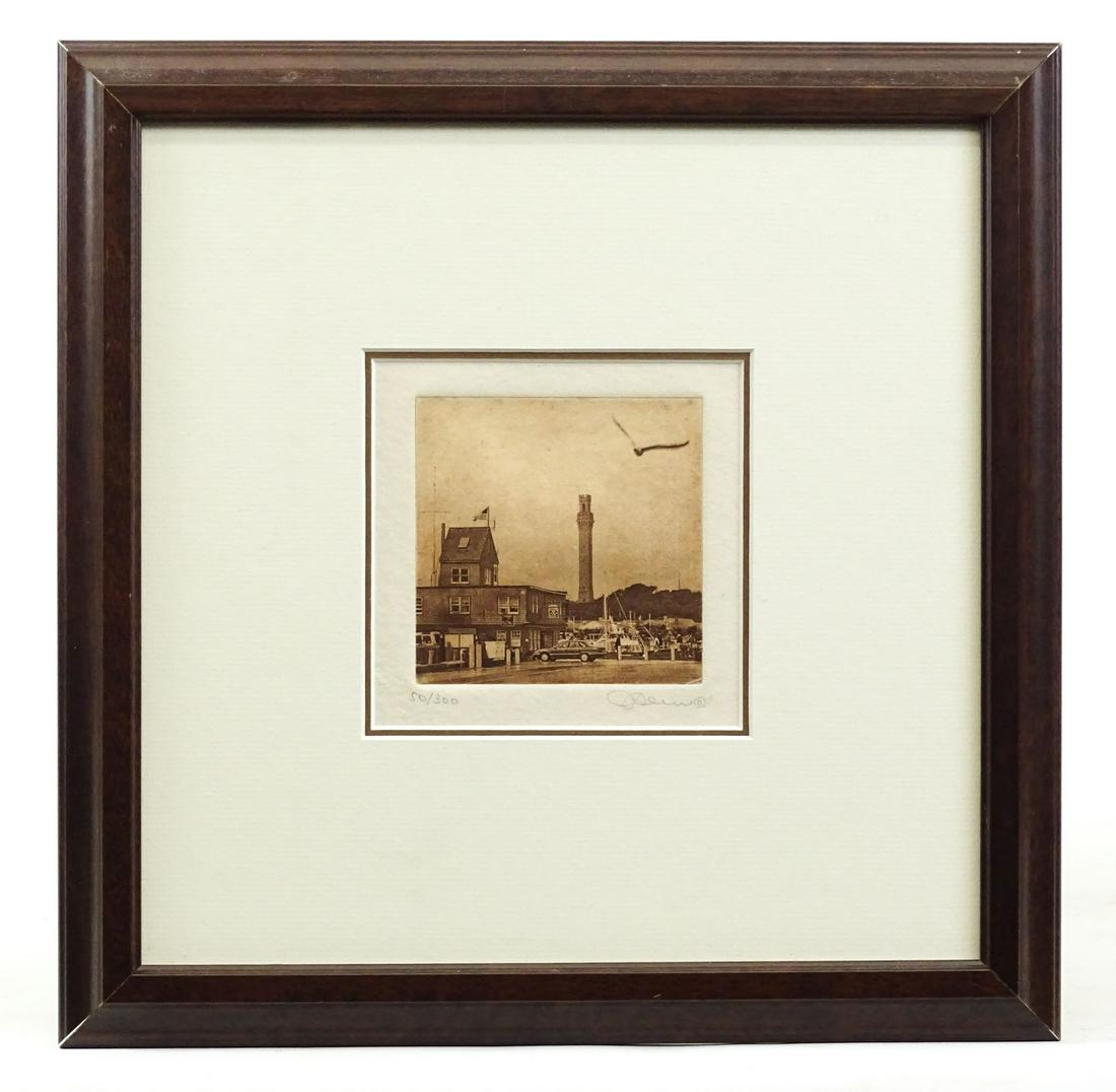 Print "Provincetown Mass": Print "Provincetown Mass", No. 50 / 30, Michael Leu. Sight 5" square, frame 14" square.