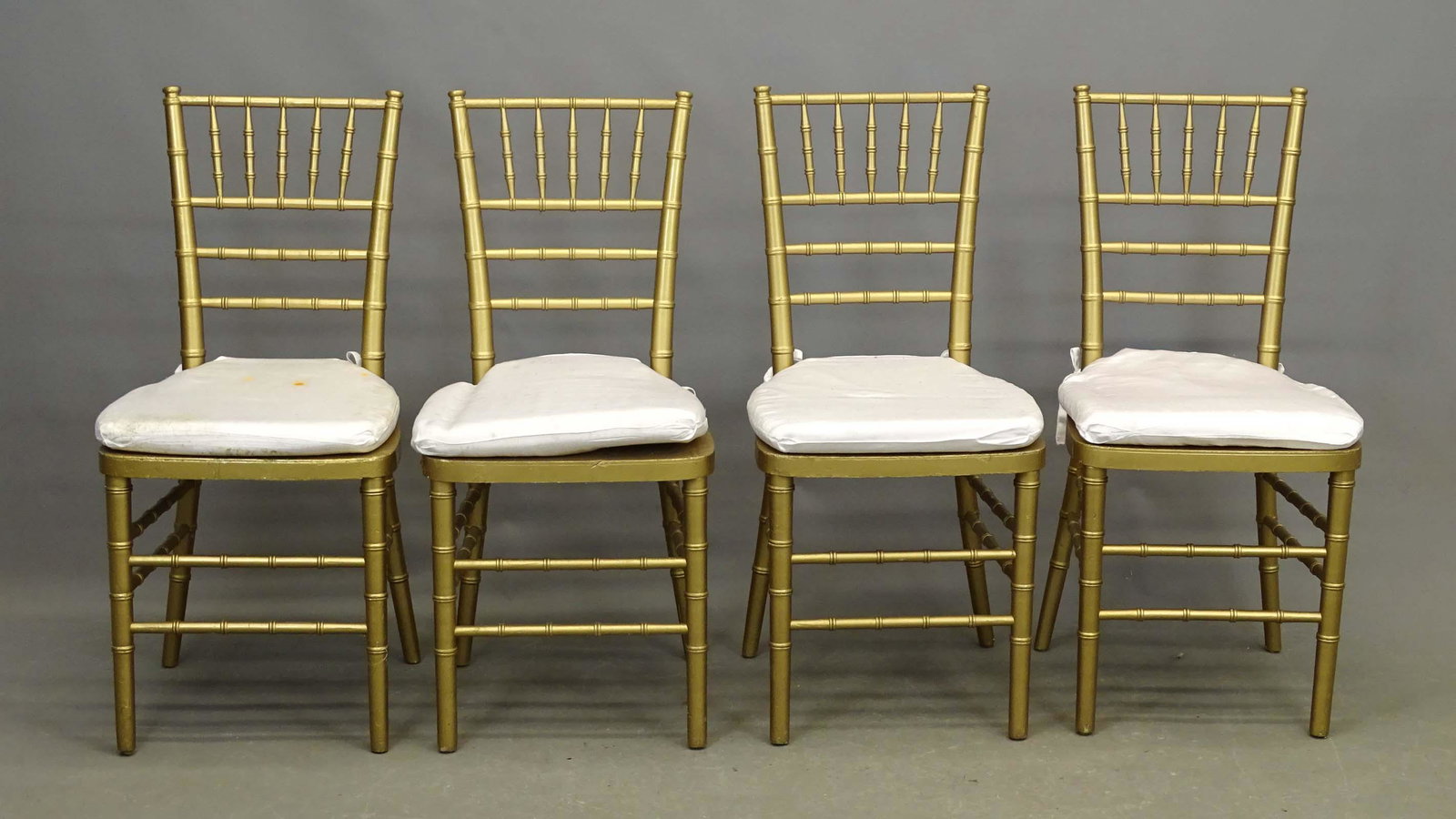 Set of Ballroom Chairs: Set of (4) decorative Ballroom chairs. 18" seat Ht., 36" overall Ht..