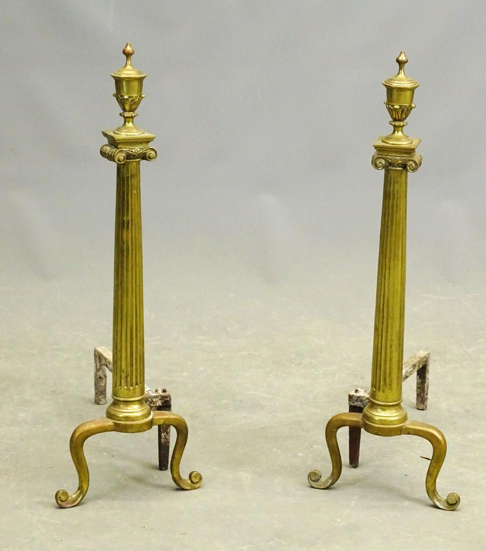 Pair Decorative Urn Top Andirons (1 of 4)